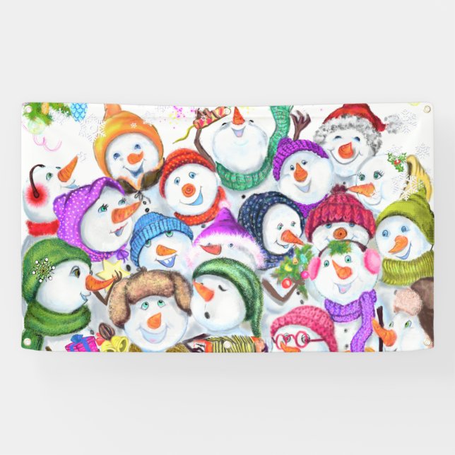 Snowmans Noël bannière fête cadeau (Horizontal)