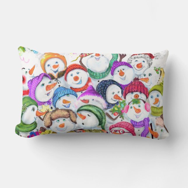Snowmans Noël Lumbar cadeau Coussin (Recto)
