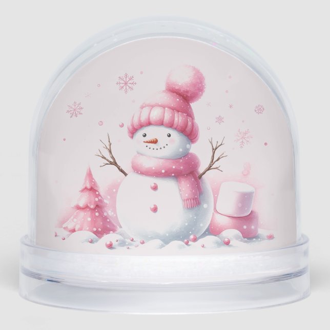 Snowman's Pink Christmas Dream Schneekugeln (Vorderseite)