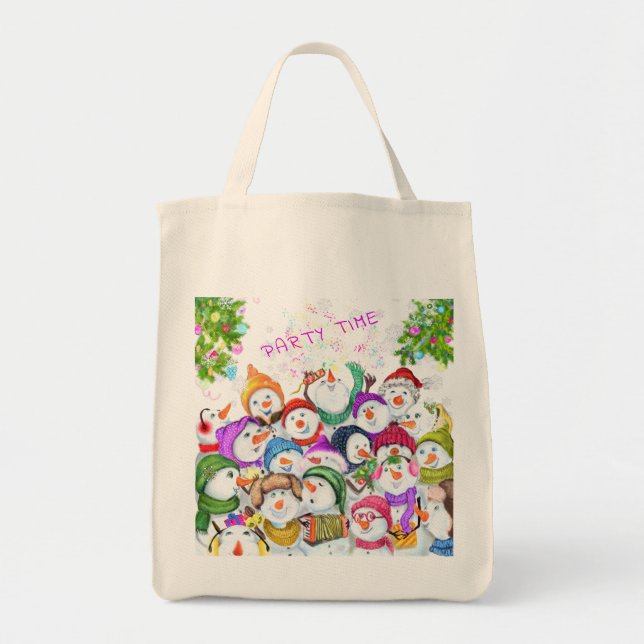 Snowmans Weihnachts-Tote-Beutel Geschenk Feier Tragetasche (Vorne)