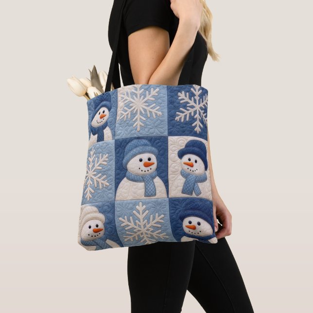 Snowmen and Snowflakes Quilt Pattern Tasche (Von Nahem)