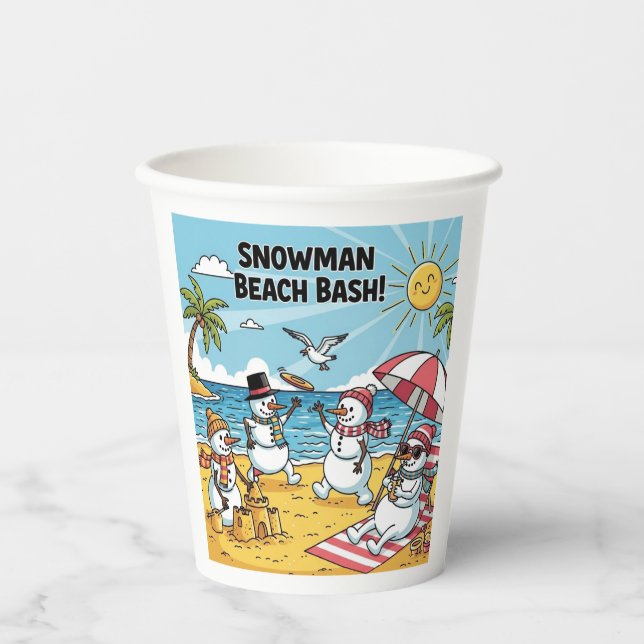 Snowmen Beach Bash Pappbecher (Vorderseite)