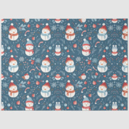 Snowmen Berries Candy Canes Weihnachten Seidenpapier