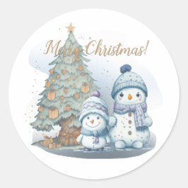 Snowmen - BH Weihnachten Runder Aufkleber