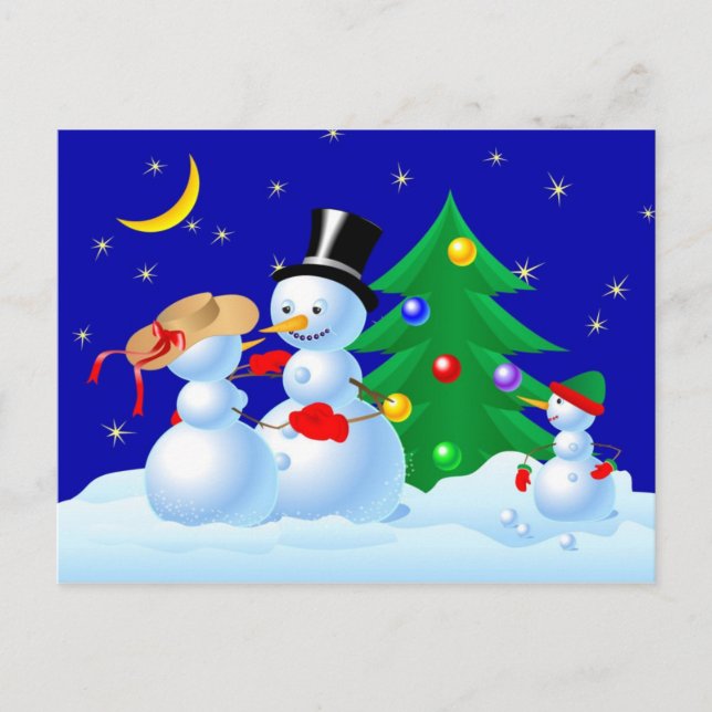Snowmen Dancing Postkarte (Vorderseite)