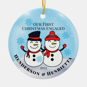 Snowmen Erster Weihnachtsfest Verlobt Keramik Ornament