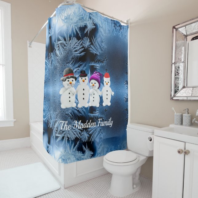 Snowmen Famille de quatre rideau de douche (En situation)
