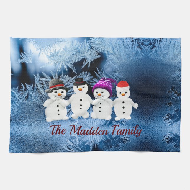 Snowmen Famille de quatre serviettes de cuisine pe (Horizontal)
