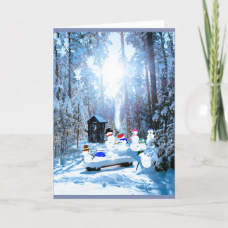 Snowmen Famille de vacances Réunion Carte pliée