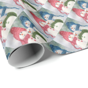 SNOWMEN FAMILY GESCHENKPAPIER
