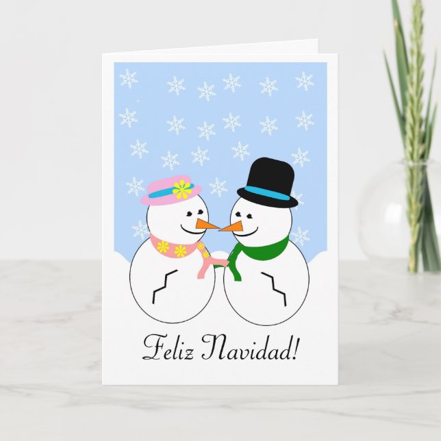 Snowmen Feliz Navidad Spanien Weihnachten (Vorderseite)