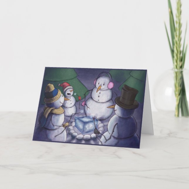 Snowmen-heraus Camping Feiertagskarte (Vorderseite)