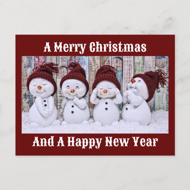 Snowmen Holiday Postcard Feiertagspostkarte (Vorderseite)