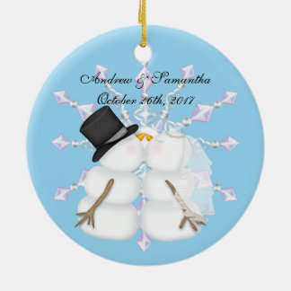 Snowmen küssen Verheiratet Unsere ersten Weihnacht Keramikornament
