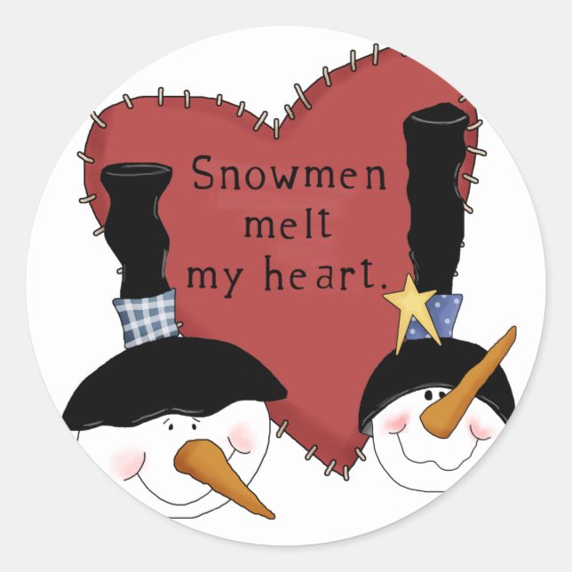 Snowmen Melt mein Herz Tshirts und Geschenke Runder Aufkleber (Vorderseite)