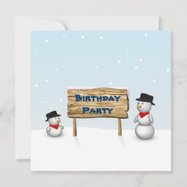 Snowmen mignon avec signe - Invitation d'anniversa