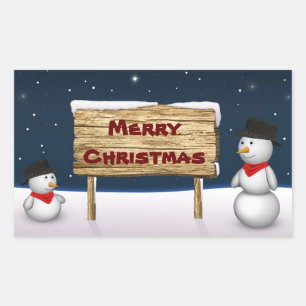 Snowmen mignon souhaitant Joyeux Noël - Sticker