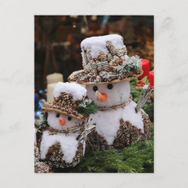 Snowmen mit Pinecone-Hut Postkarte