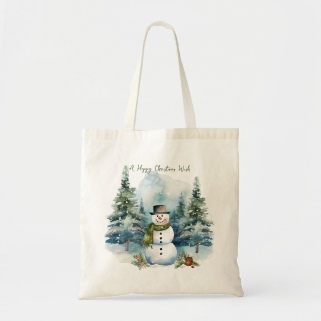 Snowmen Pine Wood Winter Weihnachten Tragetasche (Vorne)