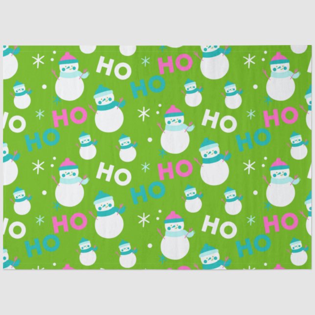Snowmen Schneeflocken Ho Ho Weihnachten Seidenpapier (Vorderseite)
