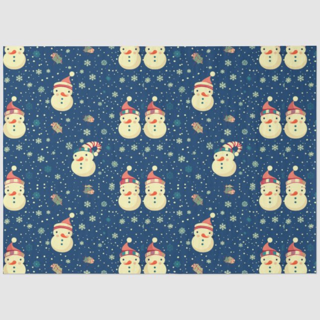 Snowmen Snowflakes Grüne Weihnachten Seidenpapier (Vorderseite)
