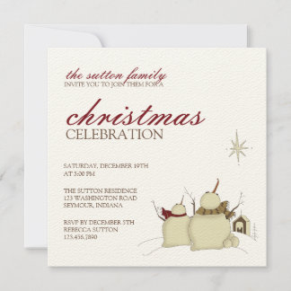 Snowmen & Star ・ Invitation de Noël