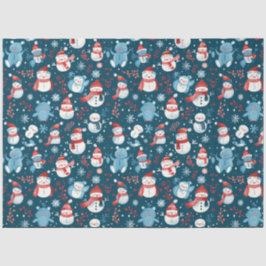 Snowmen Teddy Bears Snowflakes Grüne Weihnachten Seidenpapier