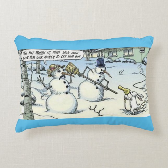 Snowmen und Kaninchen-Standby Zierkissen (Vorderseite)