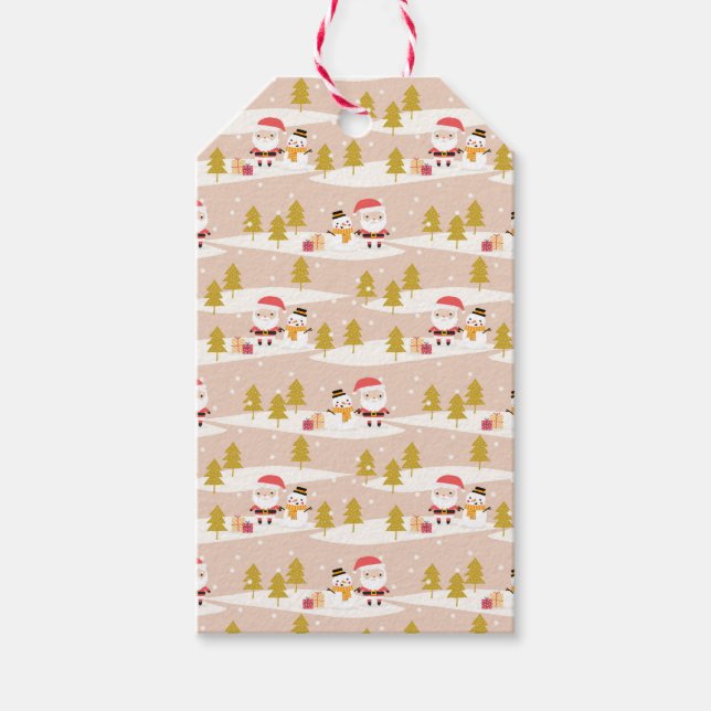 Snowmen und Santa Gift Tags Geschenkanhänger (Vorderseite)