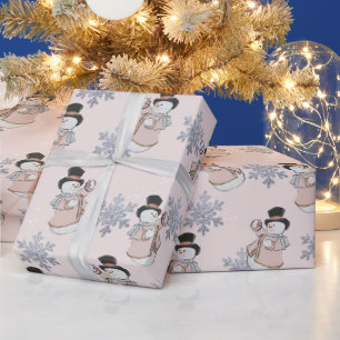 Snowmen und Silver Snowflake Champagne Weihnachten Geschenkpapier
