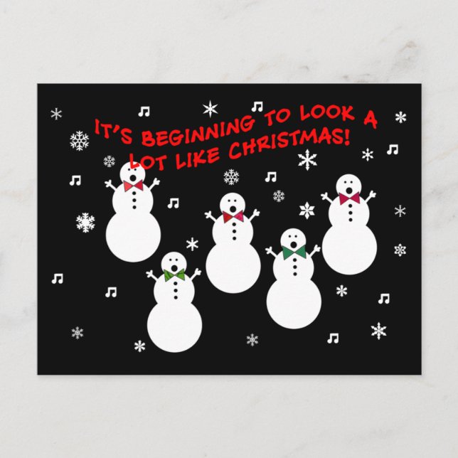 Snowmen Weihnachtschor Feiertagspostkarte (Vorderseite)