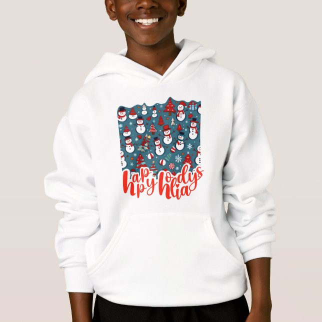 Snowmen Weihnachtsfeiertage Weihnachtsbaum Kinderj Hoodie (Vorderseite)