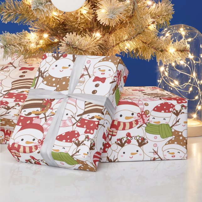 Snowmen Weihnachtsschmuck Geschenke Weiße Weihnach Geschenkpapier (Feiertage)