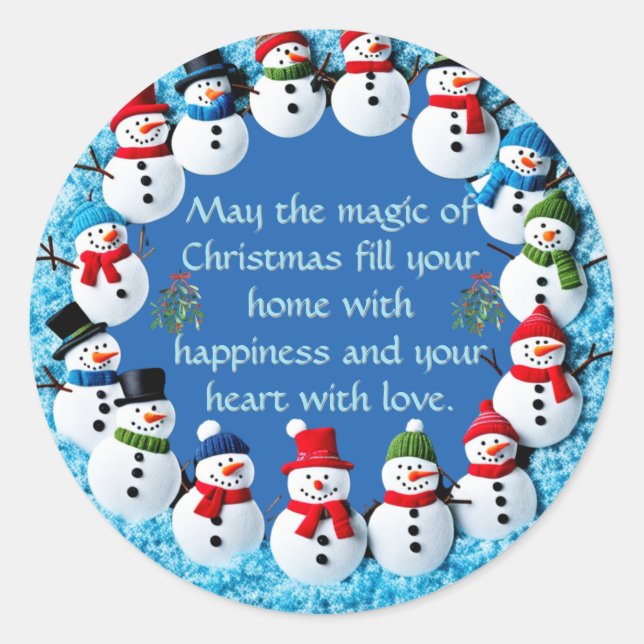 Snowmenring Runder Aufkleber (Vorderseite)