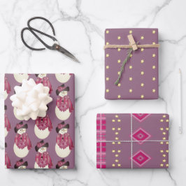 Snowmenstars und moderne Gemusterte Geschenkpapier Set