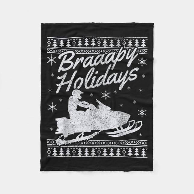 Snowmobile Braapy Holidays Funny Braap Ugly Christ Fleecedecke (Vorderseite)