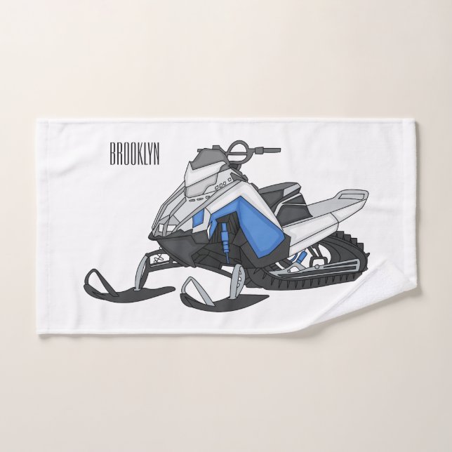 Snowmobile cartoon illustration (Serviette à main)