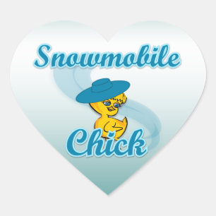 Snowmobile Chick #3 Herz-Aufkleber
