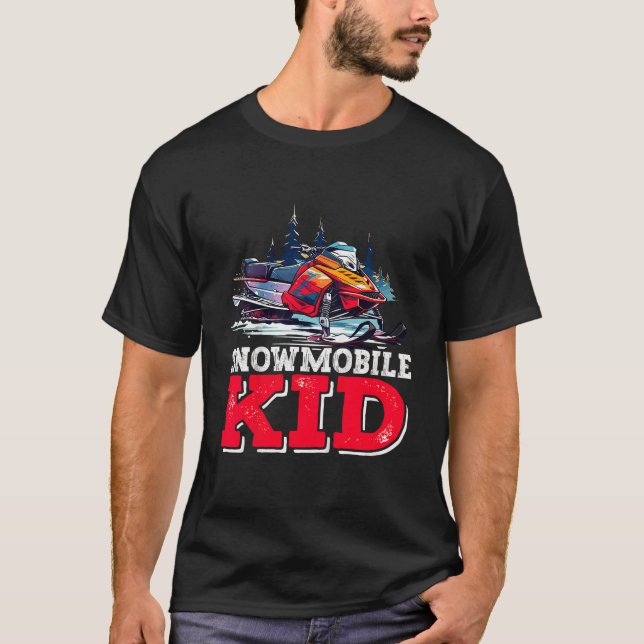 Snowmobile Kid Snowmobiling Design For Boys Girls  T-Shirt (Vorderseite)