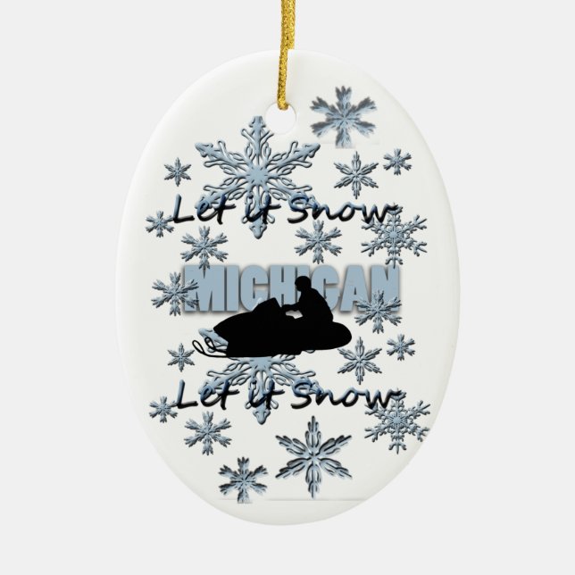 Snowmobile Let it Snow Michigan Weihnachtsschmuck (Vorne)