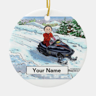 Snowmobile - Mann Keramik Ornament