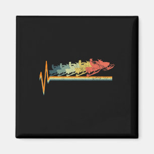 Snowmobile Retro Heartbeat Vintage Liebe Geschenk Magnet
