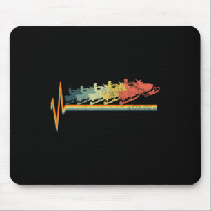 Snowmobile Retro Heartbeat Vintage Liebe Geschenk Mousepad