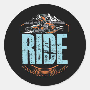Snowmobile Ride Snowmobiling Wintererlebniswelt Runder Aufkleber
