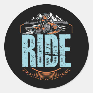 Snowmobile Ride Snowmobiling Wintererlebniswelt Runder Aufkleber