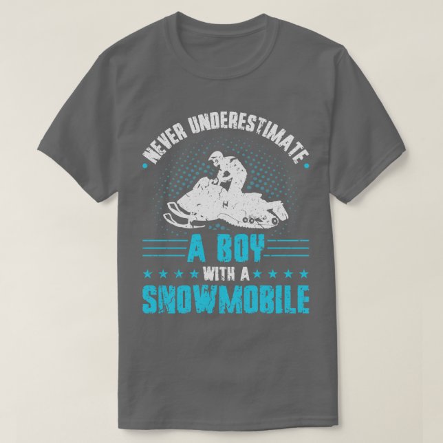 Snowmobile Riding Boy Snowmobile T-Shirt (Design vorne)