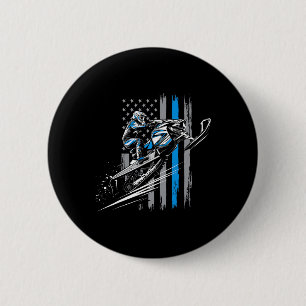 Snowmobile USA Flaggen Wintersport Snowmobile Ridi Button