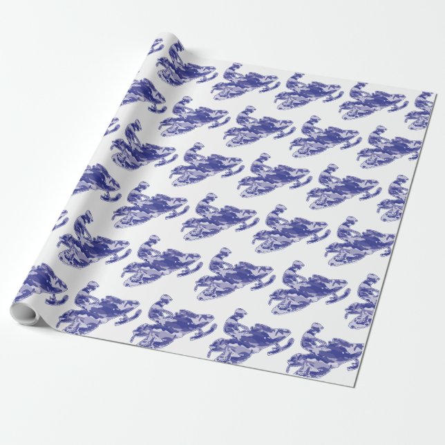 Snowmobiler in Camouflage Blue Geschenkpapier (Ungerollt)
