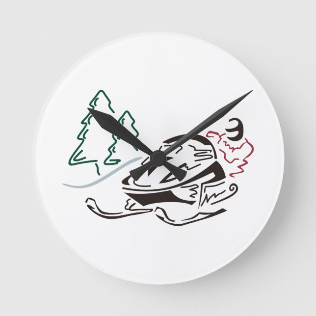 Snowmobiler Kiefer Runde Wanduhr (Vorderseite)