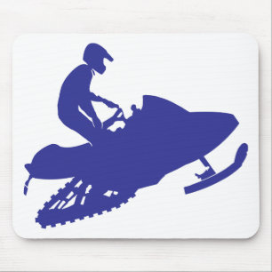Snowmobiler/Navy-Blue-Schlitten Mousepad